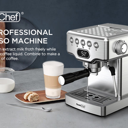 Geek Chef Espresso, 20 Bar Espresso Machine With Milk Frother For Latte, Cappuccino, Macchiato